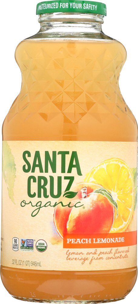 SANTA CRUZ: Organic Peach Lemonade, 32 Oz - 0036192122268