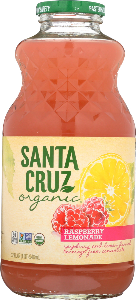 SANTA CRUZ: Organic Raspberry Lemonade Juice, 32 Oz - 0036192122473