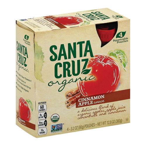 Santa Cruz Organic Apple Sauce - Cinnamon - Case Of 6 - 3.2 Oz. - 036192123050