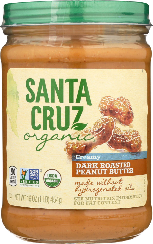 SANTA CRUZ ORGANIC: Dark Roasted Creamy Peanut Butter, 16 oz - 0036192127003