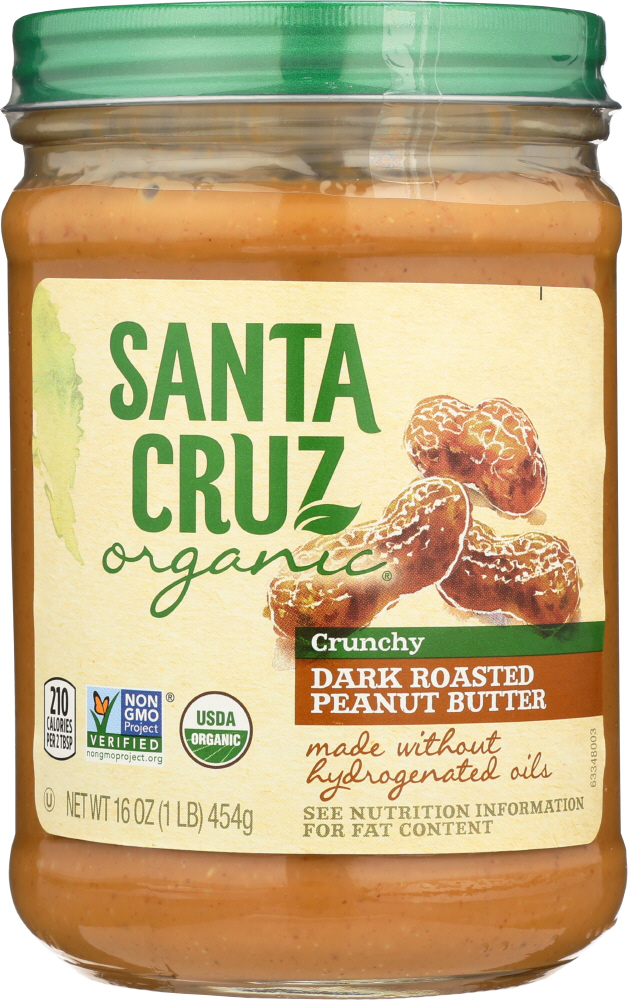 SANTA CRUZ ORGANIC: Dark Roasted Crunchy Peanut Butter, 16 oz - 0036192127010