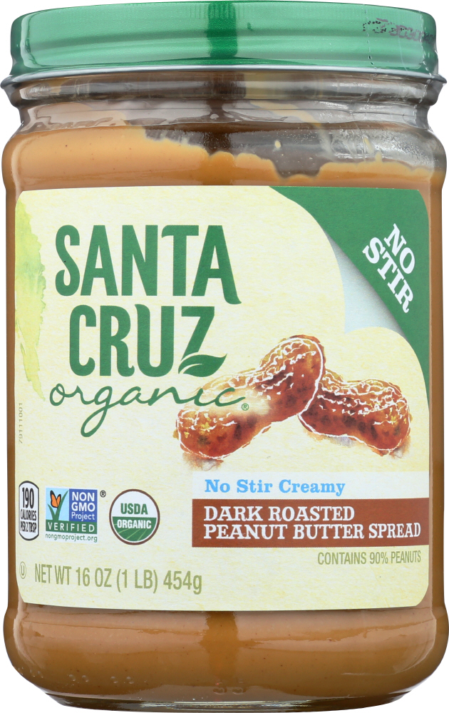 SANTA CRUZ: Dark Roasted Creamy Peanut Butter, 16 oz - 0036192150100