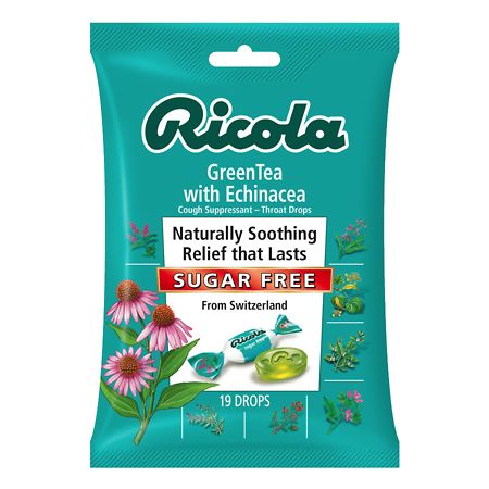 Ricola Green Tea with Echinacea Sugar Free 19 Drops - 036602302075