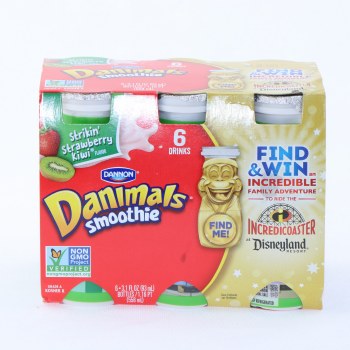 Dannon, danimals, smoothie drink, strikin' strawberry kiwi - 0036632036421