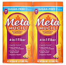 Metamucil Multi-Health Psyllium Fiber Supplement Sugar-Free Powder, Orange Flavored, 260 Servings (2x130 ct) - 037000978497