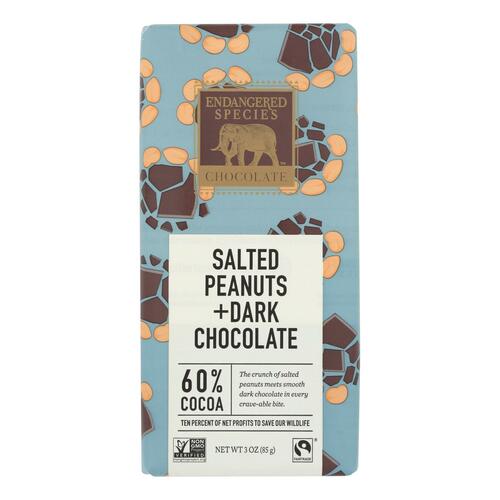 Endangered Species Chocolate Bar - Salted Peanuts And Dark Chocolate - Case Of 12 - 3 Oz. - 60