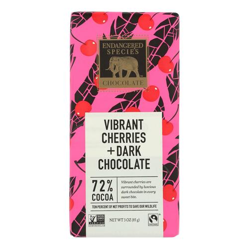 ENDANGERED SPECIES: Natural Dark Chocolate Bar with Cherries, 3 oz - 0037014200003