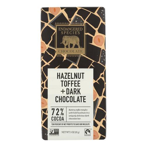 Endangered Species Chocolate, 72% Dark Chocolate, Hazelnut Toffee - 037014242256