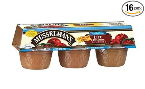  Musselman's No Sugar Added Lite Cinnamon Apple Sauce (Pack of 3) 6 - 4 oz Cups per Pack (18 Cups Total)  - 037323114497