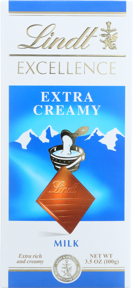 LINDT: Excellence Extra Creamy Milk Chocolate, 3.5 oz - 0037466016436