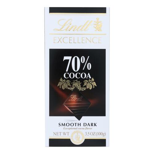 Lindt Chocolate Bar - Dark Chocolate - 70 Percent Cocoa - Smooth - 3.5 Oz Bars - Case Of 12 - 037466017631
