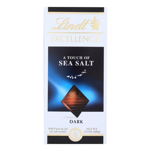 Lindt Chocolate Bar - Dark Chocolate - 47 Percent Cocoa - Excellence - Touch Of Sea Salt - 3.5 Oz Bars - Case Of 12 - 037466039411