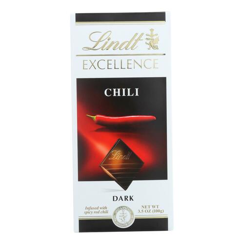 Lindt Chocolate Bar - Dark Chocolate - 47 Percent Cocoa - Excellence - Chili - 3.5 Oz Bars - Case Of 12 - 037466083315