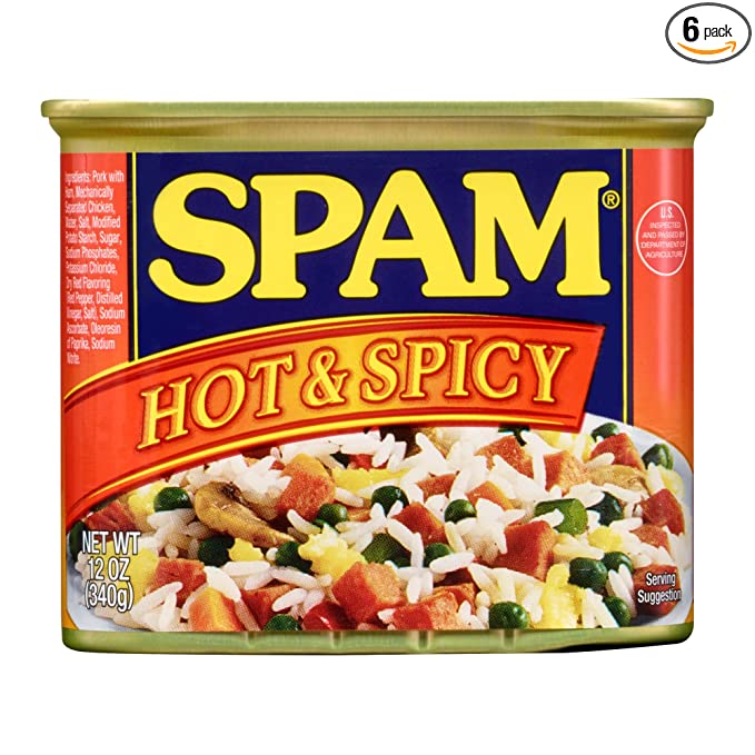  Spam Hot & Spicy, 12 Ounce Can (Pack of 6)  - 037600221214