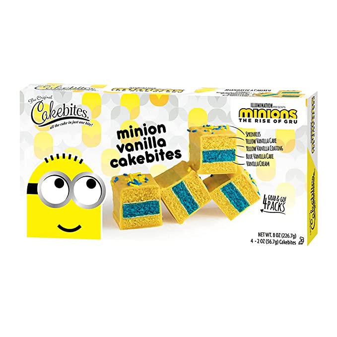  The Original Cakebites by Cookies United, Grab and Go Bite-Sized Snack, Minions Vanilla Cakebites  - 037695191652