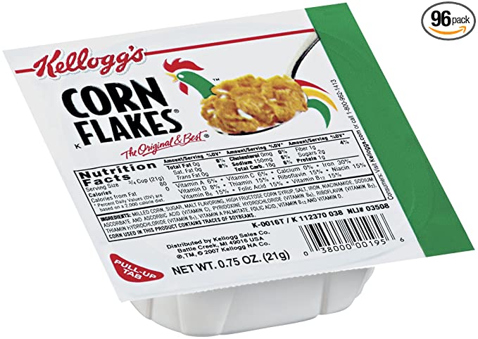 Kellogg's Corn Flakes, Breakfast Cereal, Original, .75oz (96 Count) - 038000001963