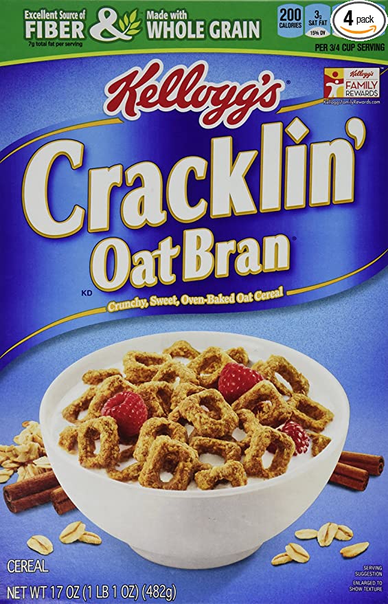 Kellogg's, Cracklin' Oat Bran, 17oz Box (Pack of 4) - 038000045301