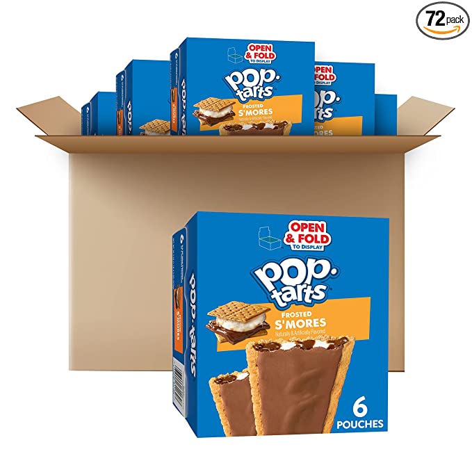 Kellogg's Pop-Tarts, Breakfast Toaster Pastries, Frosted S'mores, 22oz (72 Count) - 038000058172