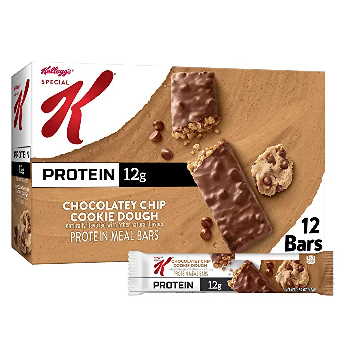 Kellogg's Special K Protein Bars, Meal Replacement, Protein Snacks, Value Size, Chocolatey Chip Cookie Dough, 19oz Box (12 Bars) - protein
