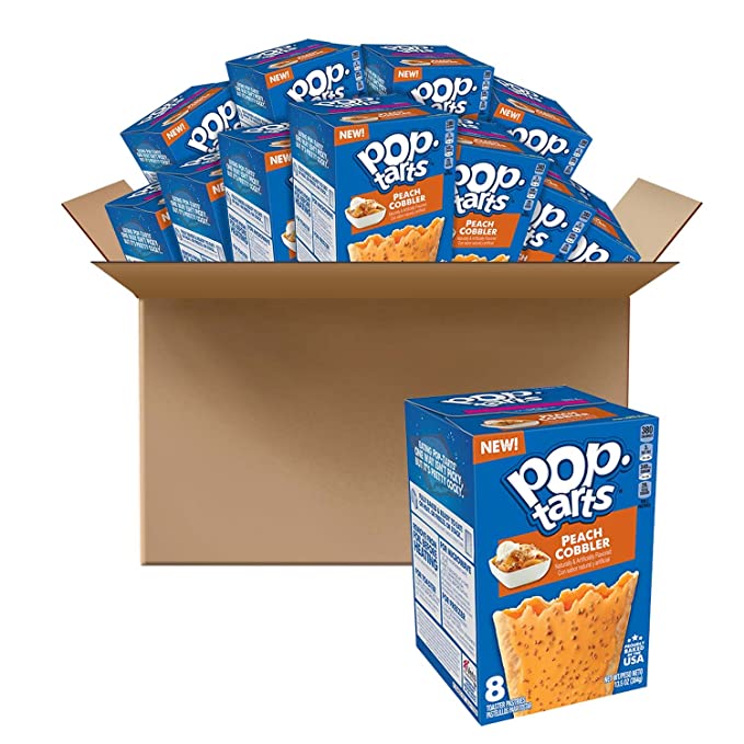Pop-Tarts Breakfast Toaster Pastries, Frosted Peach Cobbler, Bakery Inspired Snack Food, 10.1lb case (12 Count) - 038000246623