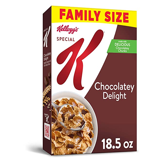  (Discontinued Version) Kellogg's Special K, Breakfast Cereal, Chocolatey Delight, Value Size, 18.5oz Box - 038000143632