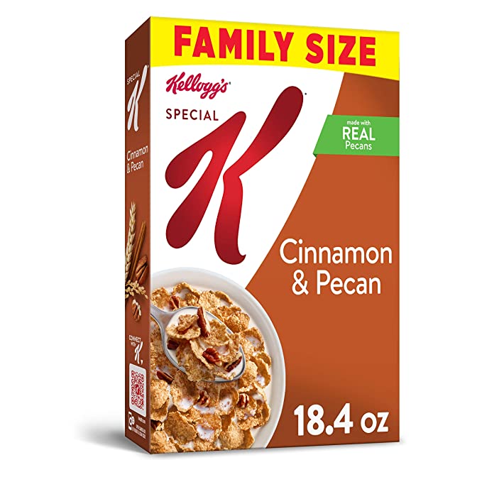  Kellogg's Special K, Breakfast Cereal, Cinnamon and Pecan, Made With Real Pecans, Family Size, 18.4oz Box - 038000143939