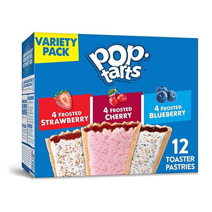 Pop-Tarts Kellogg's Variety Pack, Frosted Cherry/Frosted Blueberry/Frosted Strawberry, 22 Ounce (Pack of 2) - 038000221750