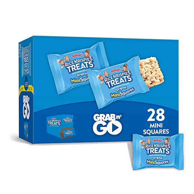  Rice Krispies Treats Mini Marshmallow Snack Bars, Kids Snacks, School Lunch, Grab N' Go, Original, 10.9oz Box (28 Bars) - 038000165627