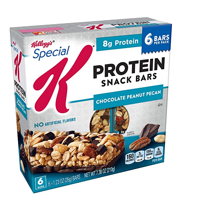  Kellogg's Special K Protein Snack Bars, 8g of Protein Per Bar, Chocolate Peanut Pecan, 7.38oz Box (6 Bars)  - 038000167539
