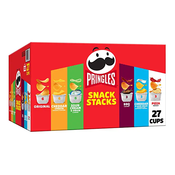  Pringles Potato Crisps Chips, Lunch Snacks, Office and Kids Snacks, Snack Stacks, Variety Pack, 19.5oz Box (27 Cups) - 038000182631