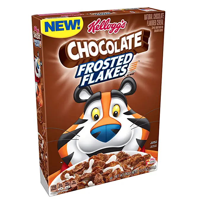  Kellogg's Breakfast Cereal, Chocolate Frosted Flakes, Low Fat, 10.2 oz Box - 038000183256