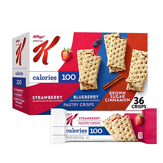 Kellogg's Special K Pastry Crisps, Breakfast Bars, 100 Calorie Snacks, Variety Pack, 15.84oz Box (36 Crisps) - 038000186417