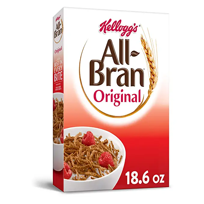  Kellogg’s All Bran Breakfast Cereal, 8 Vitamins and Minerals, High Fiber Cereal, Original, 18.6oz Box (1 Box) - 038000198410