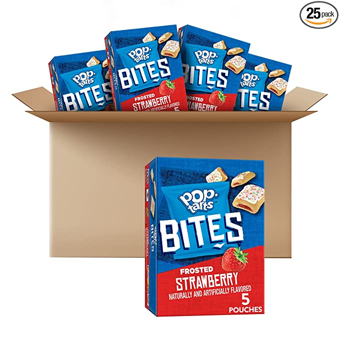  Pop-Tarts Bites, Tasty Filled Pastry Bites, Frosted Strawberry, 2.188lb Case (25 Count)  - 038000202988