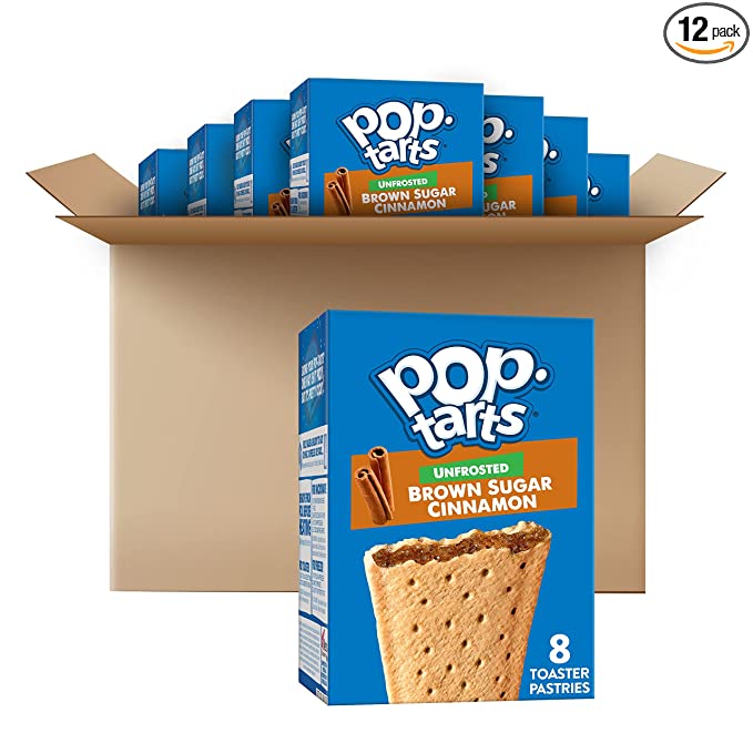  Pop-Tarts, Breakfast Toaster Pastries, Unfrosted Brown Sugar Cinnamon, 10.159lb Case (48 Count) - 038000222481