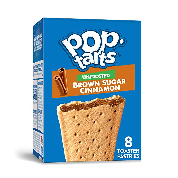 Pop-Tarts Toaster Pastries, Breakfast Foods, No Frosting, Unfrosted Brown Sugar Cinnamon, 13.5oz Box (8 Toaster Pastries) - 038000222498