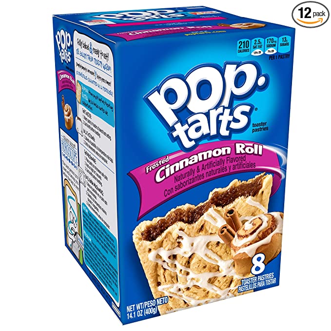 Pop-Tarts Breakfast Toaster Pastries, Frosted Cinnamon Roll Flavored, 14.1 oz (8 Count)(Pack of 12) - 038000225338