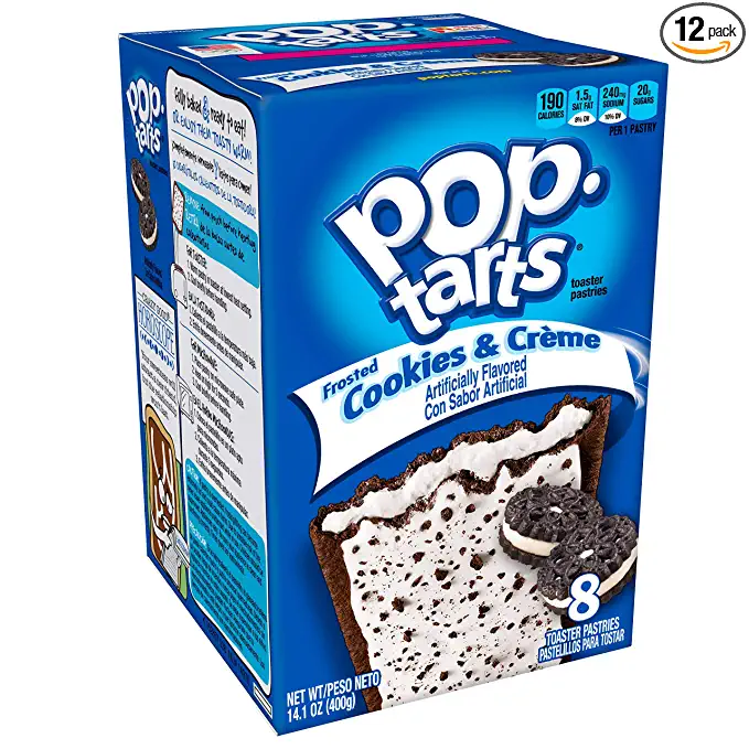 Pop-Tarts Breakfast Toaster Pastries, Frosted Cookies and Crème Flavored, Bulk Size, 96 Count (Pack of 12, 14.1 oz Boxes) - 038000235931