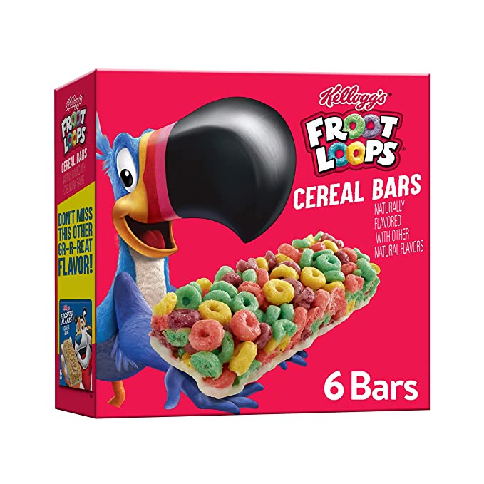Kellogg's Froot Loops Cereal Bars, Kids Breakfast Bars, School Snacks, Original, 4.2oz Box (6 Bars) - 038000243783