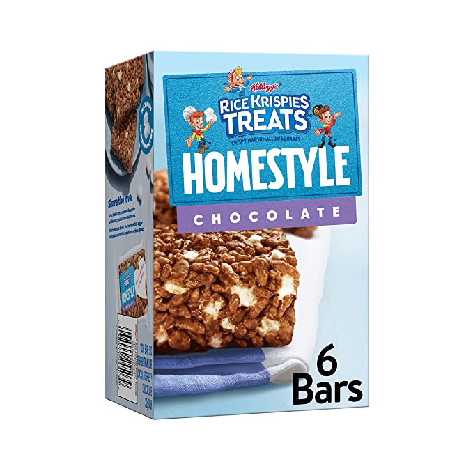 Rice Krispies Treats Homestyle Marshmallow Snack Bars, Kids Snacks, School Lunch, Chocolate, 6.98oz Box (6 Bars) - 038000245039