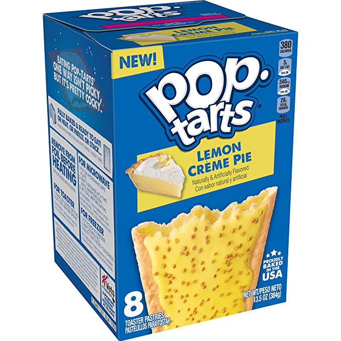  Pop-Tarts Toaster Pastries, Breakfast Foods, Baked in the USA, Frosted Lemon Creme Pie, 13.5oz Box (8 Toaster Pastries) - 038000246609