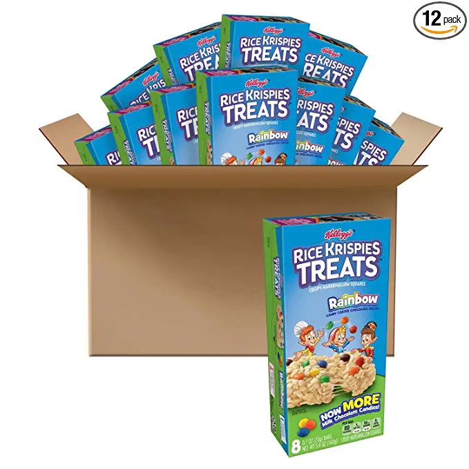 Rice Krispies Treats Marshmallow Snack Bars, Kids Snacks, School Lunch, Rainbow (12 Boxes, 96 Bars) - 038000265952