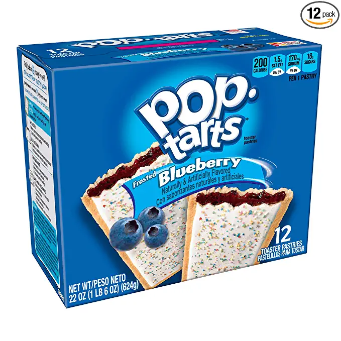 Pop-Tarts Breakfast Toaster Pastries, Frosted Blueberry Flavored, 22 oz (12 Count) - 038000310201