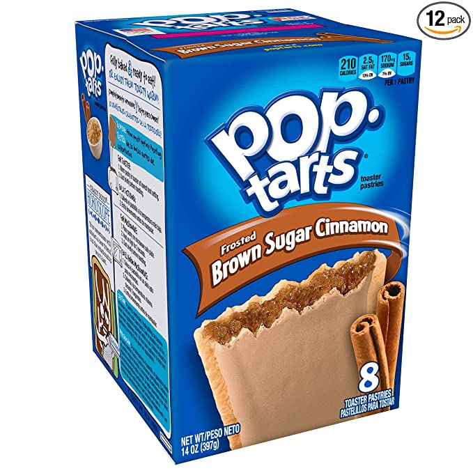 Pop-Tarts Breakfast Toaster Pastries, Frosted Brown Sugar Cinnamon Flavored, Bulk Size, 96 Count (Pack of 12, 14 oz Boxes) - 038000311109