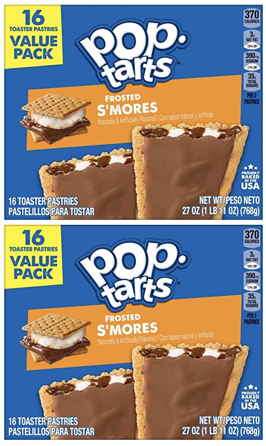 Kellogg's, Pop-Tarts, Frosted S'mores Toaster Pastries, 16 Count, 29.3oz Box (Pack of 2) - 038000327513
