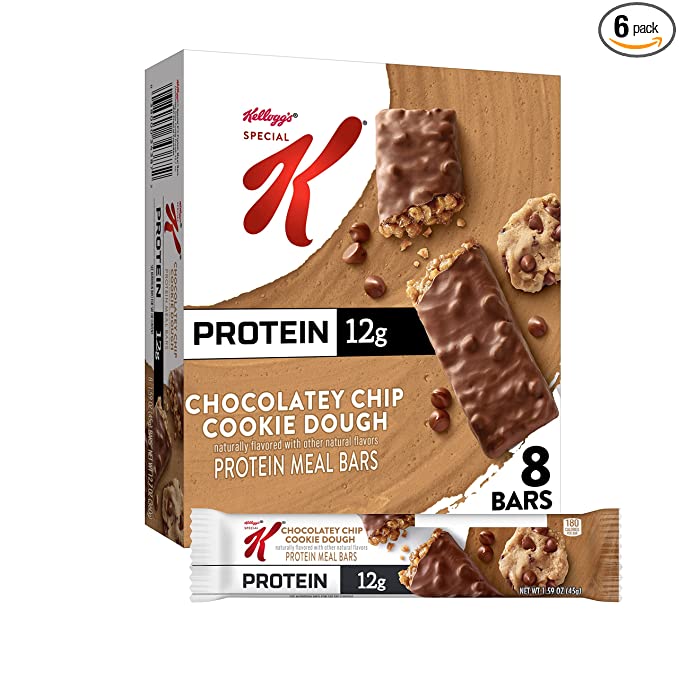 Kellogg's Special K Protein Bars, Meal Replacement, Protein Snacks, Chocolatey Chip, 9.5oz Box (6 Bars)  - 038000343902