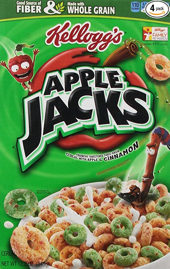  Apple Jacks Cereal, 12.2-Ounce Boxes (Pack of 4) - sweetened