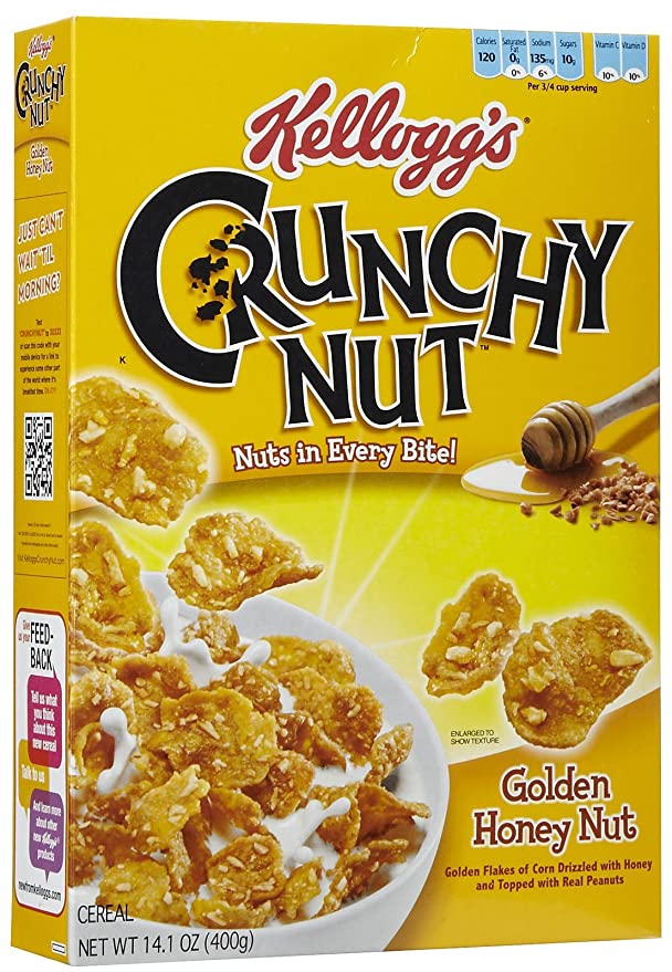 Kellogg's Crunchy Nut Golden Honey Nut Cereal 14.1 oz - 038000519574