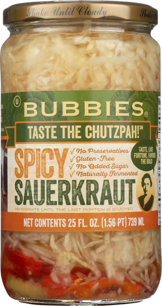 BUBBIES: Spicy Sauerkraut, 25 oz - 0038261854476