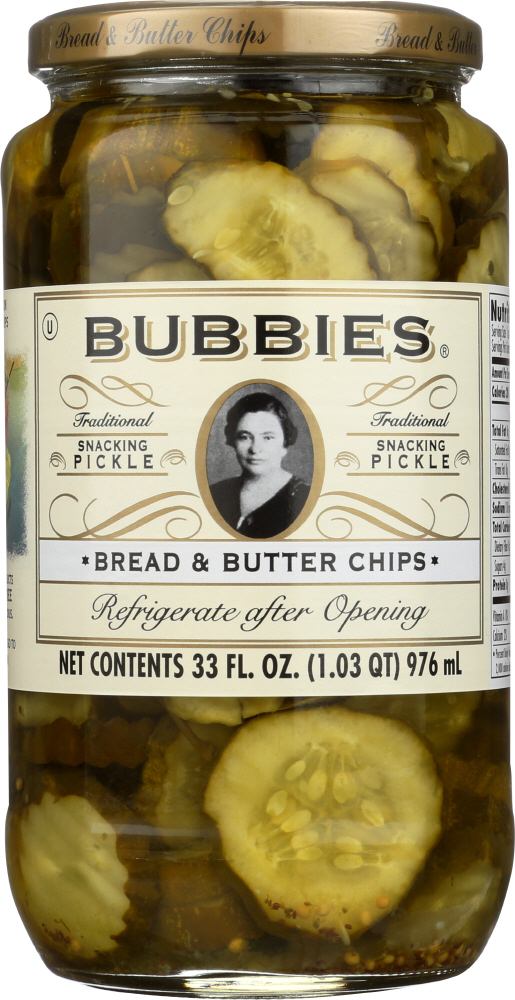 BUBBIES: Pickle Bread and Butter Chips, 33 oz - 0038261857507